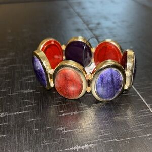 NWT Stretch Chinky Elegant Gold and Purple Bracelet